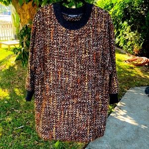 Dolce & Gabbana Brown & Black Tweed Knit Sweatshirt